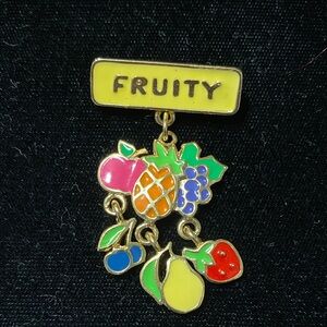 Vintage Fruity Enamel Pin with Colorful Fruit Charms